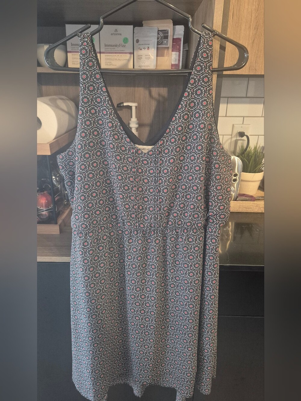 Smart Set Navy and Pink Geometric Tank Dress